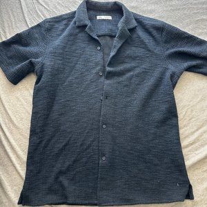Zara Blue Knit Button-Down Shirt